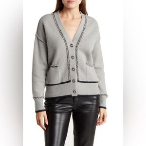 Grey Collective Metallic Trim Botton Front Cardigan